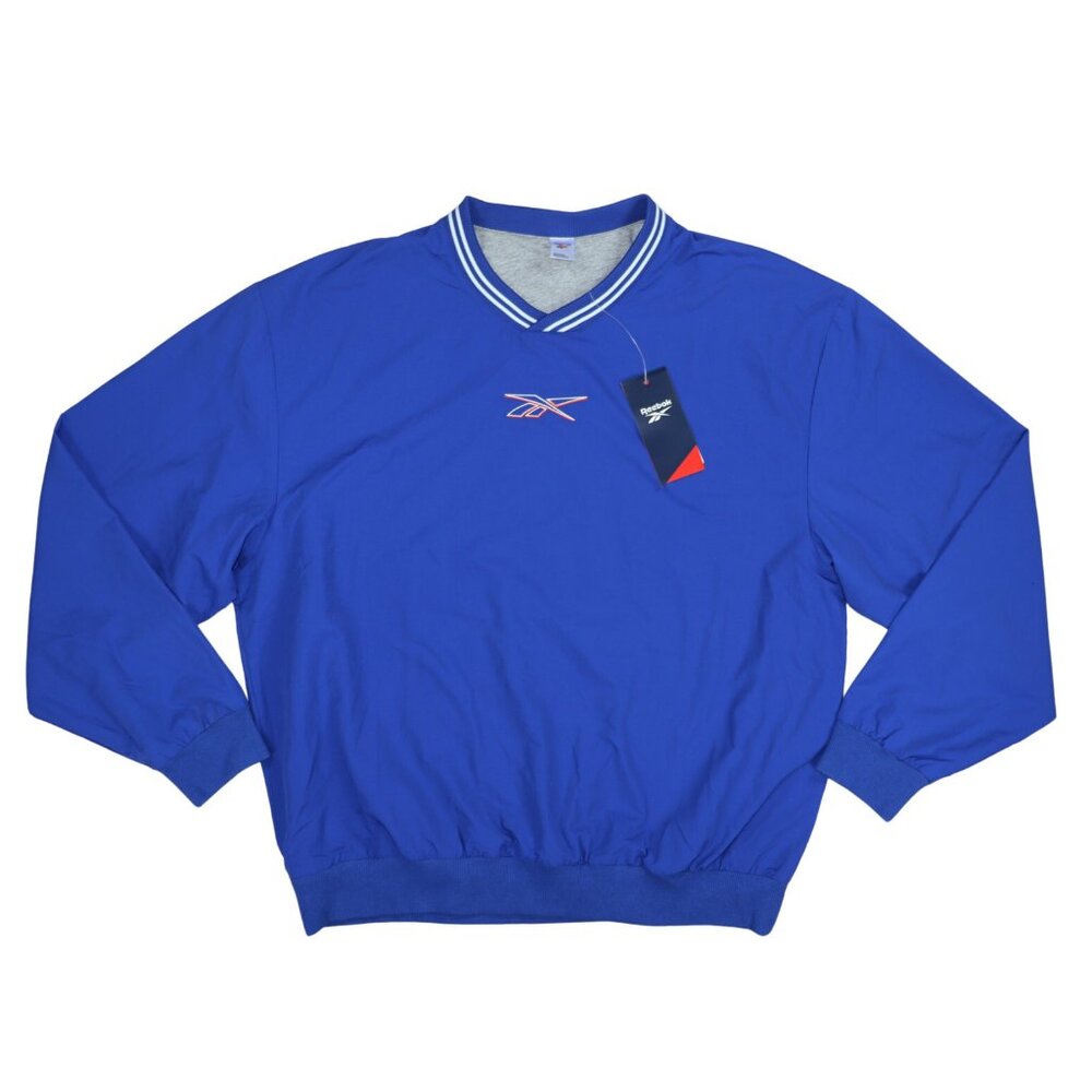 Reebok V-Neck Logo Front Lined Long Sleeve Pullover Men's Athletic Top NWT